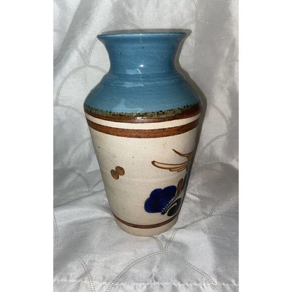 Vintage Tonala Mexican Folk Art Sandstone vase Bird signed Mexico‎ - Picture 6 of 10